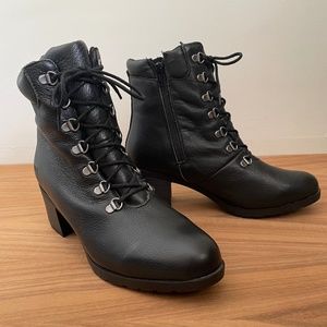 Cougar "Angie" Waterproof Lace-up Leather Booties with Side Zippers Women's 10